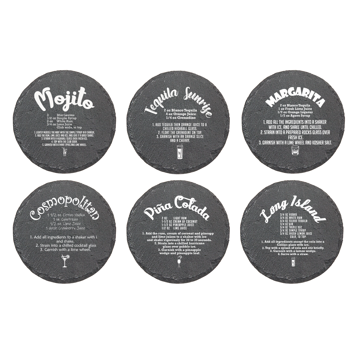Cocktail Recipe Coasters (Round)