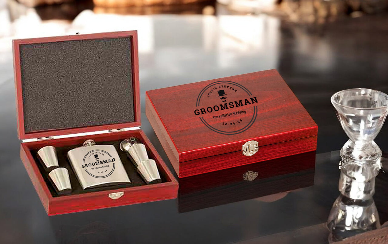 Flask Gift Set in Nice Wooden Box