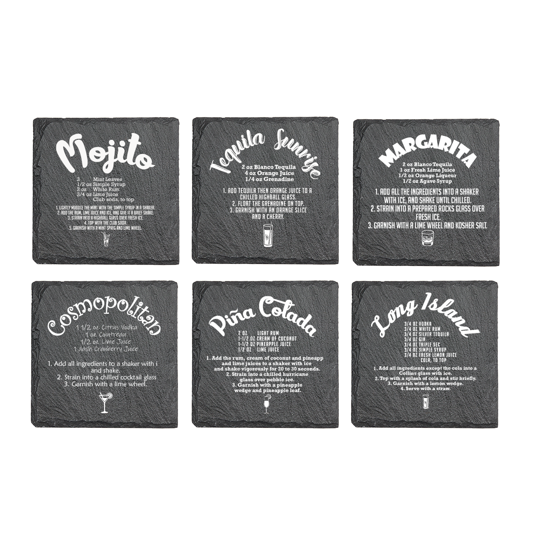 Cocktail Recipe Coasters (Square)